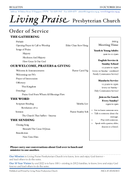Living Praise Presbyterian Church Order of Service 2014