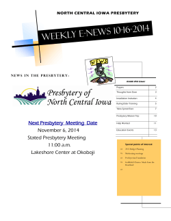 10-16-2014 Weekly E-news  NORTH CENTRAL IOWA PRESBYTERY