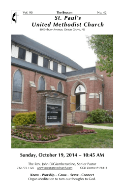 St. Paul’s United Methodist Church Sunday, October 19, 2014 – 10:45 AM