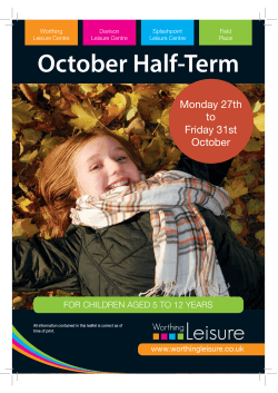October Half-Term Monday 27th to Friday 31st