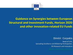 Guidance on Synergies between European Structural and Investment Funds, Horizon 2020