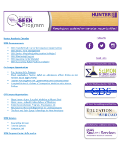 Hunter Academic Calendar SEEK Announcements SEEK Transfer Club: Career Development Opportunities