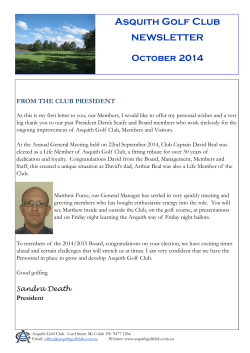 Asquith Golf Club NEWSLETTER  October 2014