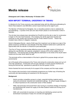 Media release  NEW IMPORT TERMINAL UNDERWAY IN TIMARU