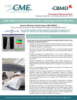 OAR CBMD Accredited Densitometry Technologist (ADT) CME 2014