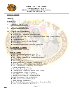 THREE AFFILIATED TRIBES: TRIBAL BUSINESS COUNCIL REGULAR MEETING 14-12-TGH AGENDA