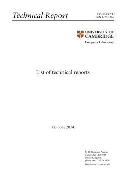 Technical Report List of technical reports October 2014 Computer Laboratory