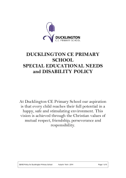 DUCKLINGTON CE PRIMARY SCHOOL SPECIAL EDUCATIONAL NEEDS