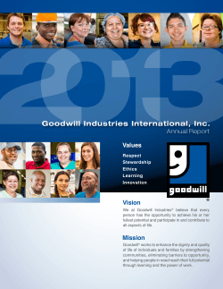 Goodwill Industries International, Inc. Vision Values Annual Report
