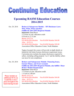 Upcoming RASM Education Courses 2014-2015