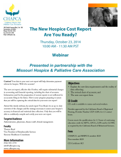The New Hospice Cost Report Are You Ready?
