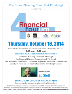 Thursday, October 16, 2014 The Estate Planning Council of Pittsburgh