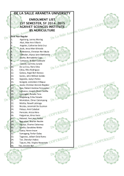 DE LA SALLE ARANETA UNIVERSITY ENROLMENT LIST 1ST SEMESTER, SY 2014-2015