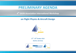 PRELIMINARY AGENDA on Flight Physics &amp; Aircraft Design 4 EASN Association International Workshop