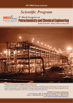 Scientifi c Program Petrochemistry and Chemical Engineering 2 World Congress on