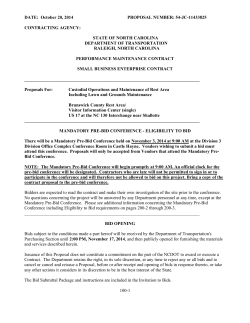 DATE:  October 20, 2014 PROPOSAL NUMBER: 54-JC-11433825  CONTRACTING AGENCY: