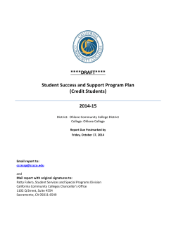 ****DRAFT**** Student Success and Support Program Plan (Credit Students)