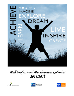 Fall Professional Development Calendar 2014/2015