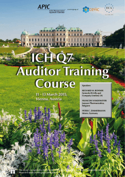 ICH Q7 Auditor Training Course APIC