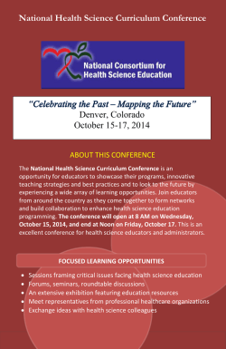 National Health Science Curriculum Conference Denver, Colorado October 15-17, 2014