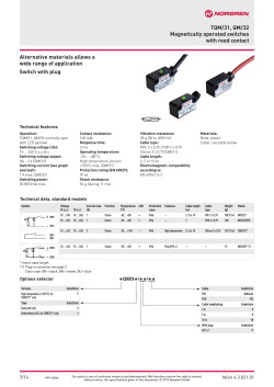 TQM/31, QM/32 Magnetically operated switches with reed contact Alternative materials allows a