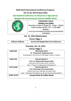 IICBE 2014 International Conference Program- Oct 15-16, 2014 Dubai (UAE)