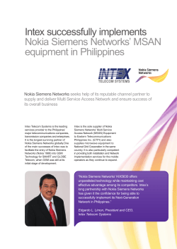 Intex successfully implements  Nokia Siemens Networks’ MSAN equipment in Philippines