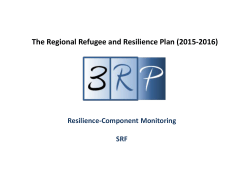 The Regional Refugee and Resilience Plan (2015-2016) Highlights Resilience-Component Monitoring