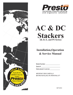 AC &amp; DC Stackers Installation,Operation &amp; Service Manual