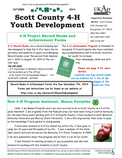 Scott County 4-H Youth Development OCTOBER 2014