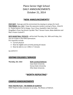   Plano Senior High School  DAILY ANNOUNCEMENTS  October 21, 2014 