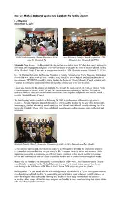 Rev. Dr. Michael Balcomb opens new Elizabeth NJ Family Church