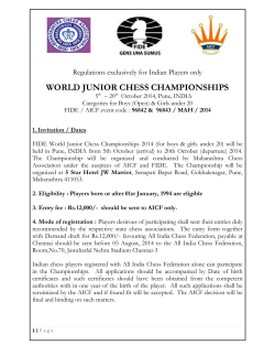 WORLD JUNIOR CHESS CHAMPIONSHIPS Regulations exclusively for Indian Players only