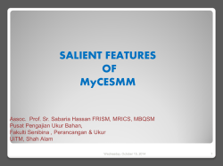 SALIENT FEATURES OF MyCESMM