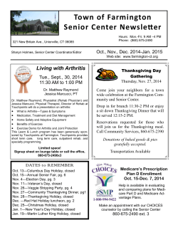 Town of Farmington Senior Center Newsletter Oct., Nov., Dec. 2014-Jan. 2015