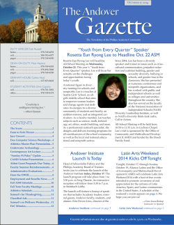 Gazette The Andover “Youth from Every Quarter” Speaker
