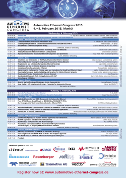 Automotive Ethernet Congress 2015 4. – 5. February 2015, Munich