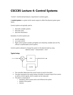 CSCC85 Lecture 4: Control Systems