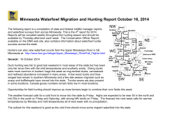 Minnesota Waterfowl Migration and Hunting Report October 16, 2014 NW