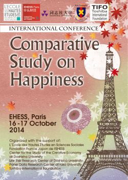EHESS, Paris 16 -17 October 2014 International Conference