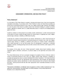 HARASSMENT, INTIMIDATION, AND BULLYING POLICY Policy Statement