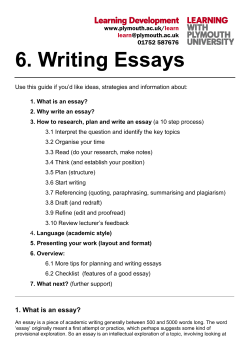 6. Writing Essays www.plymouth.ac.uk/ @plymouth.ac.uk