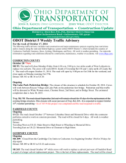 ODOT District 5 Weekly Traffic Advisory