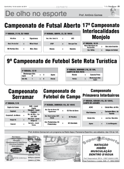 De olho no esporte Campeonato de Futsal aberto 17º Campeonato interlocalidades