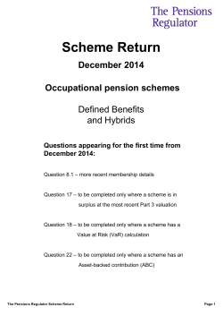 Scheme Return December 2014 Occupational pension schemes Defined Benefits