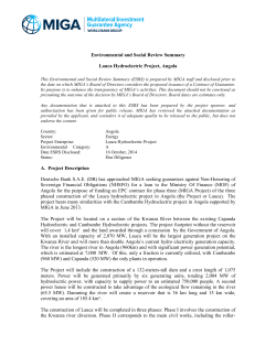 Environmental and Social Review Summary Lauca Hydroelectric Project, Angola