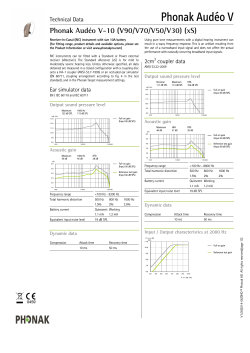 Phonak Audéo V-10 (V90/V70/V50/V30) (xS) Technical Data