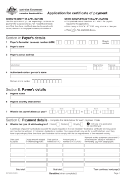 Application for certificate of payment WHEN TO USE THIS APPLICATION