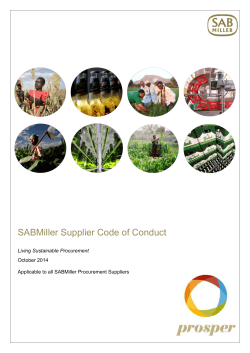 SABMiller Supplier Code of Conduct Living Sustainable Procurement October 2014
