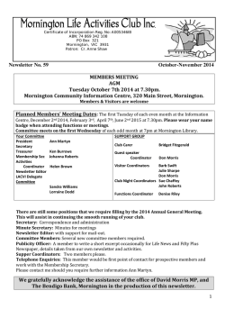 Newsletter No. 59  MEMBERS MEETING AGM